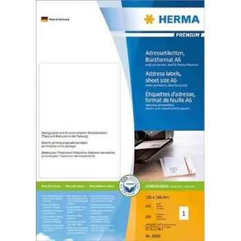 HERMA Premium - Adressetiketten - Papier - matt - permanent selbstklebend - Weiß - 105 x 148 mm 800 Etikett(en) (800 Blatt x 1) (8689)