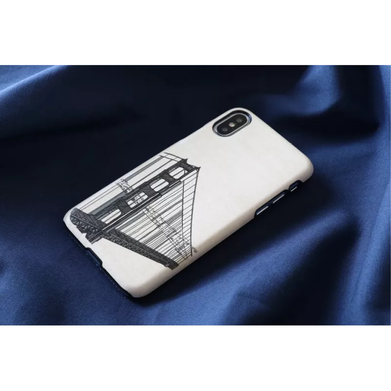 Handyhülle man and wood für iPhone X/XS, Handbrücken-Design, schwarz