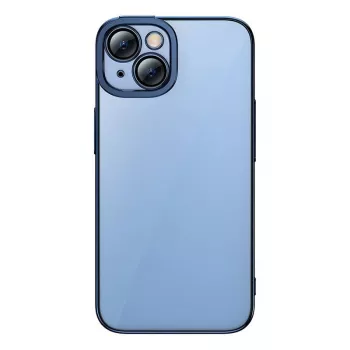Schutzhülle und Panzerglas-Set Baseus für iPhone 14 Plus – Glitter transparent blau