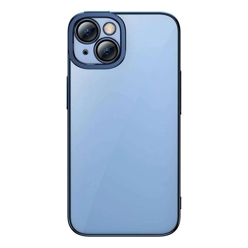 Schutzhülle und Panzerglas-Set Baseus für iPhone 14 Plus – Glitter transparent blau