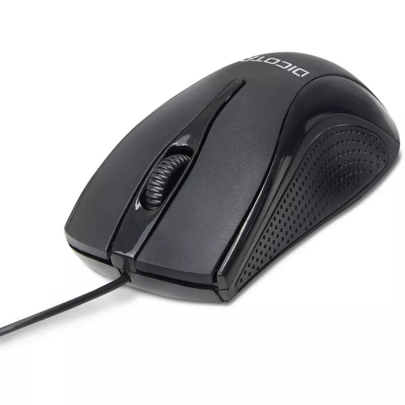 DICOTA - Maus - beidhändig - Laser - 3 Tasten - Kabelgebunden - USB - Schwarz (D32011)