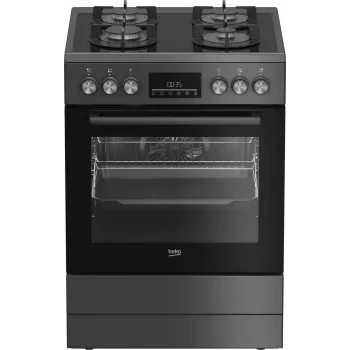 Einbau-Gaskochfeld mit Elektrobackofen BEKO FBM62330GADSN 60 cm, grau, Energieeffizienzklasse A