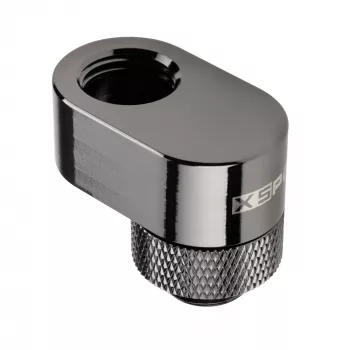 XSPC Rotary 14mm Offset G1/4 Fitting, Chrom Schwarz - abgewinkelter Drehverbinder für Wasserkühlung