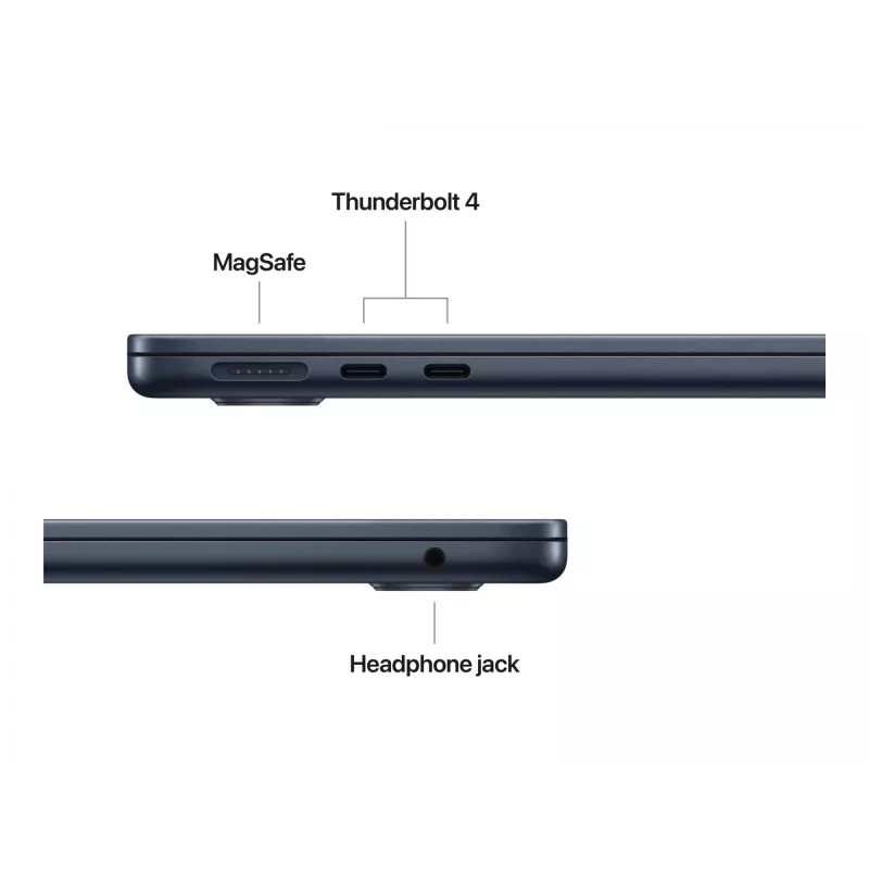 Apple MacBook Air 13 (2025), 24 GB, 512 GB, M4 (10-CPU/10-GPU), Midnight, 35W Dual USB-C Netzteil, Deutsch, MC6C4D/A