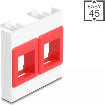DELOCK Easy 45 Modul 2x Keystone-Halterungen 45x45 mm weiß/rot