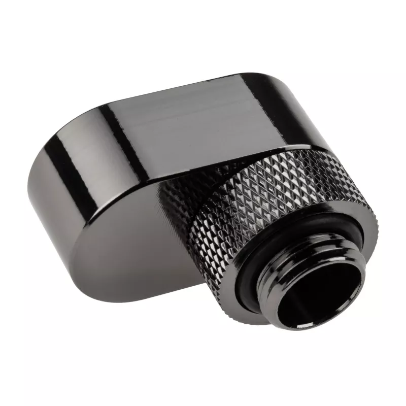 XSPC Rotary 14mm Offset G1/4 Fitting, Chrom Schwarz - abgewinkelter Drehverbinder für Wasserkühlung