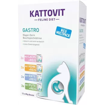 KATTOVIT Feline Diet Gastro - Nassfutter für Katzen - 12 x 85g