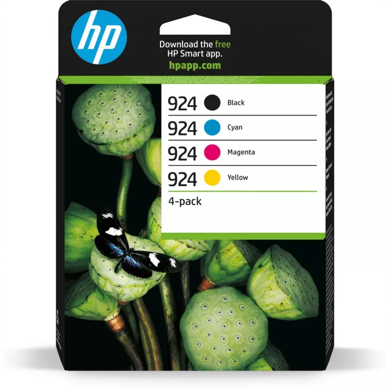 HP 924 CMYK Original-Tintenpatrone 4er-Pack, Schwarz, Cyan, Magenta, Gelb, 4 Stk., 500 Seiten, 400 Seiten