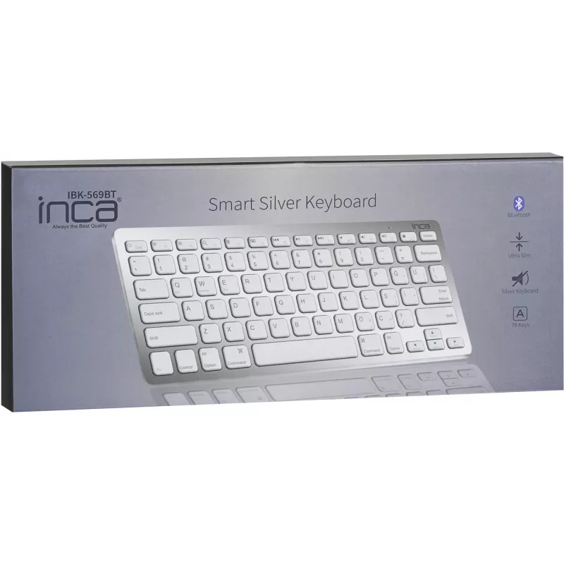 Kabellose Tastatur Inca IBK-569BT Bluetooth 78 Tasten Metallic Silber