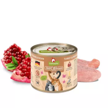 Nassfutter für Katzen Fox4Pets GRANATAPET DeliCATessen Truthahn und Fasan, 200 g, Alleinfuttermittel, 80% Feuchtigkeit