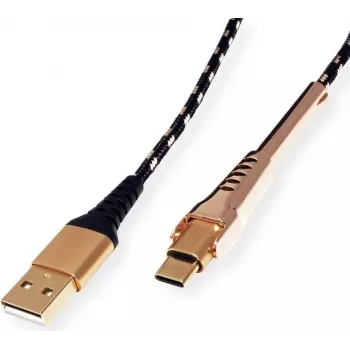 ROLINE 11.02.8920 USB-Kabel 1 m USB 2.0 USB A USB C Schwarz - Gold (11.02.8920)