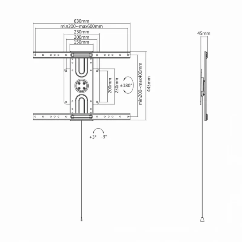 Sbox PLB-1246F Feste Flachbildschirm-TV-Halterung 37-70 50kg