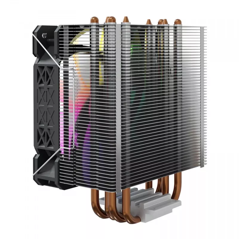 CPU-Luftkühler SAVIO SAVGCOVORTEXX2ARGB mit 4 Heatpipes, 120-mm-ARGB-Lüfter, schwarz