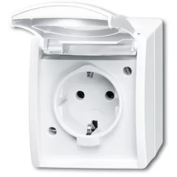 Socket-outlet Busch-Jaeger 2083-0-0834 CEE 7/3 2P+E 250V 16A IP44 Weiß