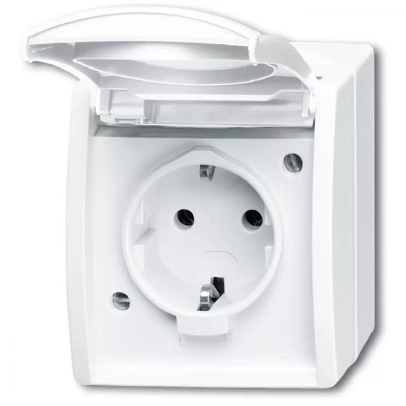 Socket-outlet Busch-Jaeger 2083-0-0834 CEE 7/3 2P+E 250V 16A IP44 Weiß