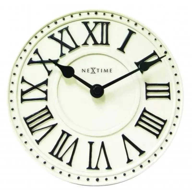 NeXtime klok 5187wi London Table, Ø16 cm, Wand, Weiß/Schwarz+B32
