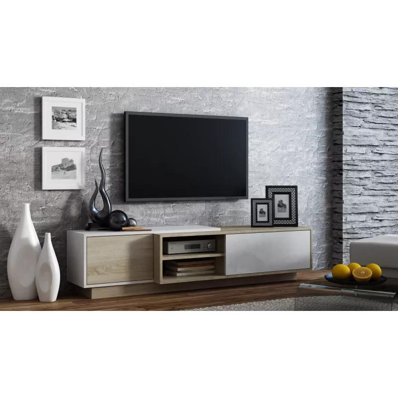 Cama TV-Schrank SIGMA1 180 Sonoma-Eiche/weiß glänzend