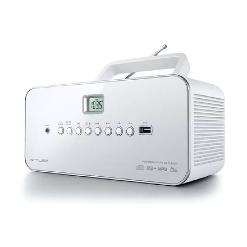 Tragbares Stereoanlage Muse M-28RDW – CD/MP3-Player, FM/MW-Tuner, 3W RMS, weiß, 1,4 kg
