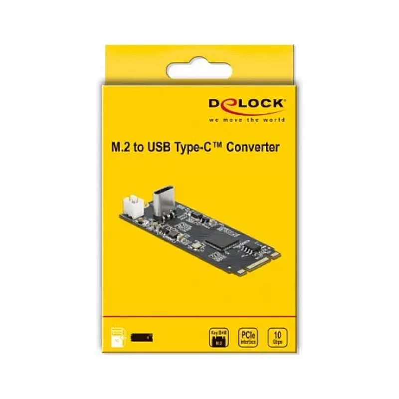 M.2 Key B+M Stecker auf USB Type-C Buchse Konverter, DeLOCK, 63174