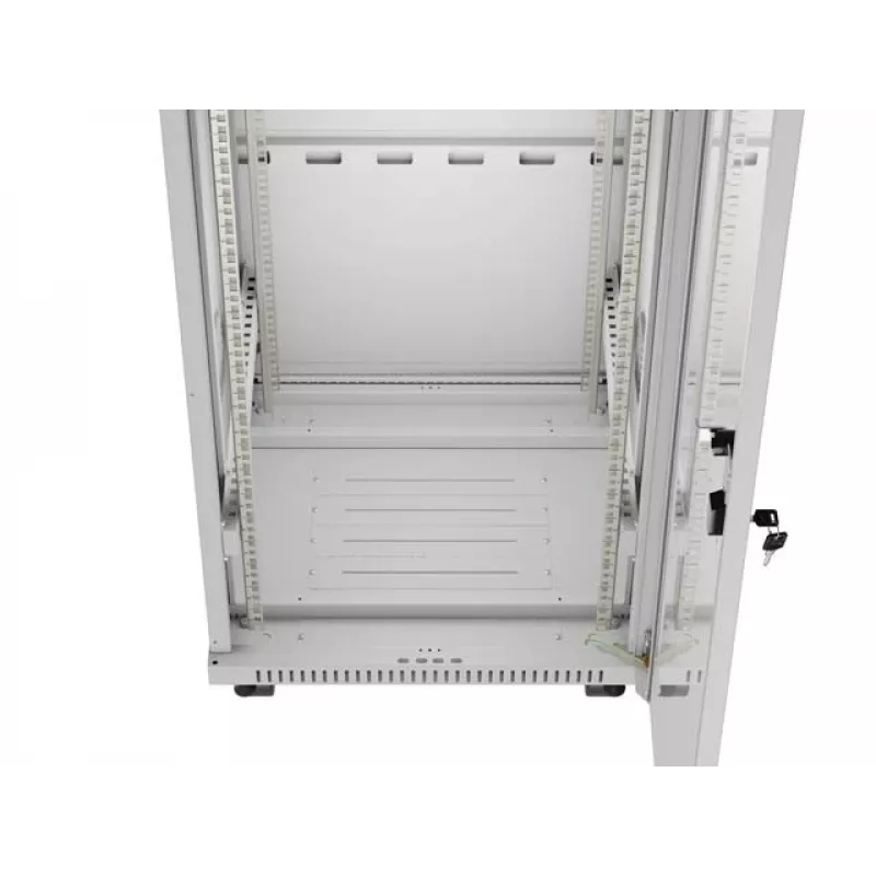 19 Zoll 42U LANBERG Stand-Rack-Schrank 600×600 mm Grau mit Glastür und LCD (flach Pack)