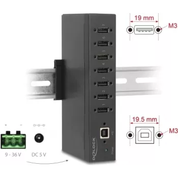 USB-Hub DELOCK 60687 — 7× USB 2.0 Typ-A Anschlüsse mit 15 kV ESD-Schutz