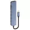 USB Typ-C Hub SAVIO AK-82 mit HDMI, MicroSD, USB 3.2 Gen1, PD-Durchgang, 4K@30Hz, 5000 Mbit/s, schwarz