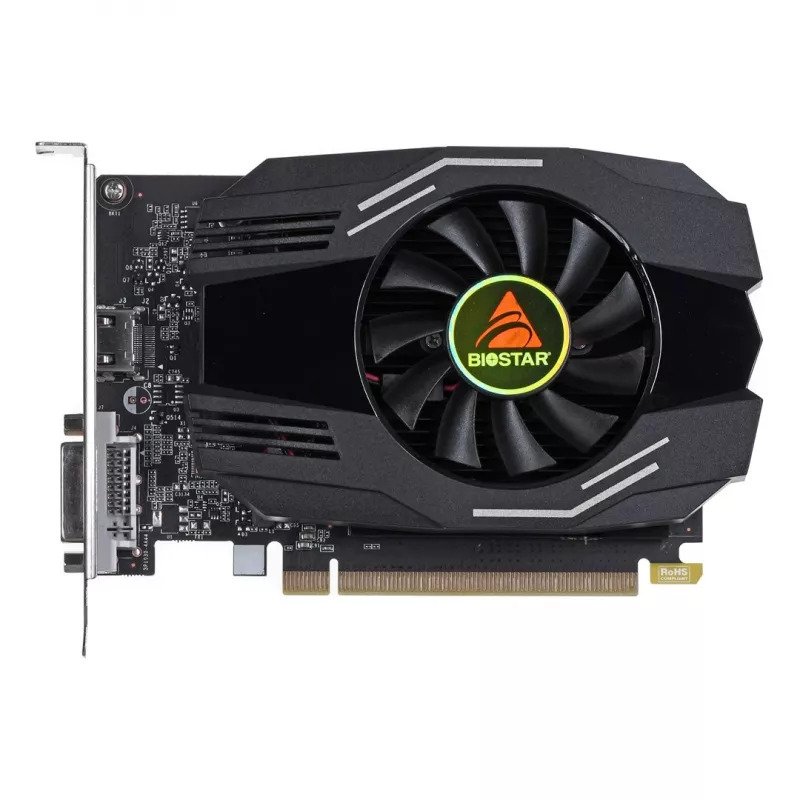 Grafikkarte BIOSTAR GeForce GT 1030 — 4 GB GDDR4, 64-bit, PCIe x16 4.0, Aktive Kühlung, DVI-D + HDMI
