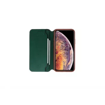 Schutzhülle VixFox für iPhone XSMAX – waldgrün, Folio-Hülle mit Kartenfach