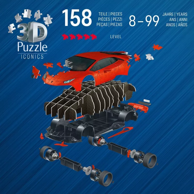 3D Puzzle Ravensburger Lamborghini Huracan EVO — 158 Teile, Maßstabsmodellbau
