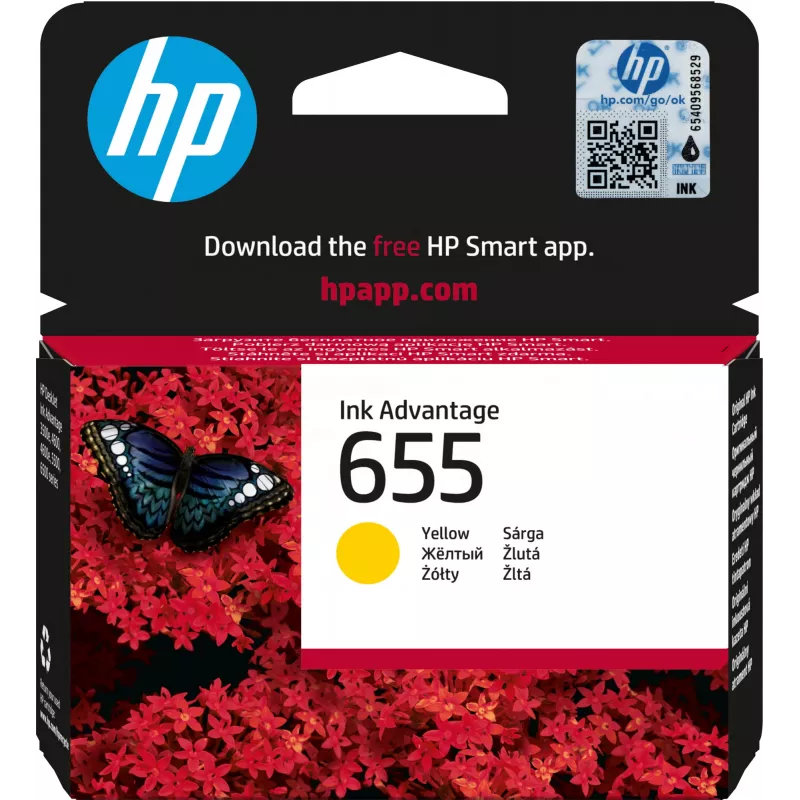 HP 655 Gelb Original Ink Advantage Tintenpatrone, Gelb, 1 Stück, 600 Seiten