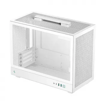 Computergehäuse DeepCool CH160 PLUS WH Small Form Factor weiß, microATX, gehärtetes Glas, USB-C