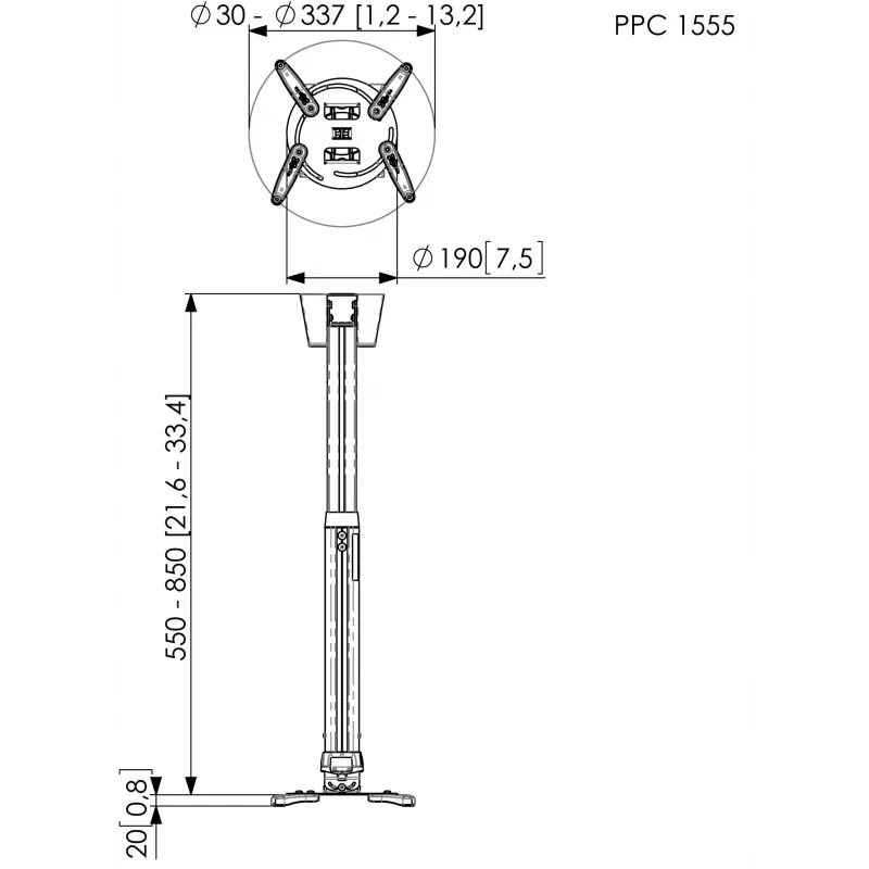 Projektor-Deckenhalterung Vogel's PPC 1555 Silber