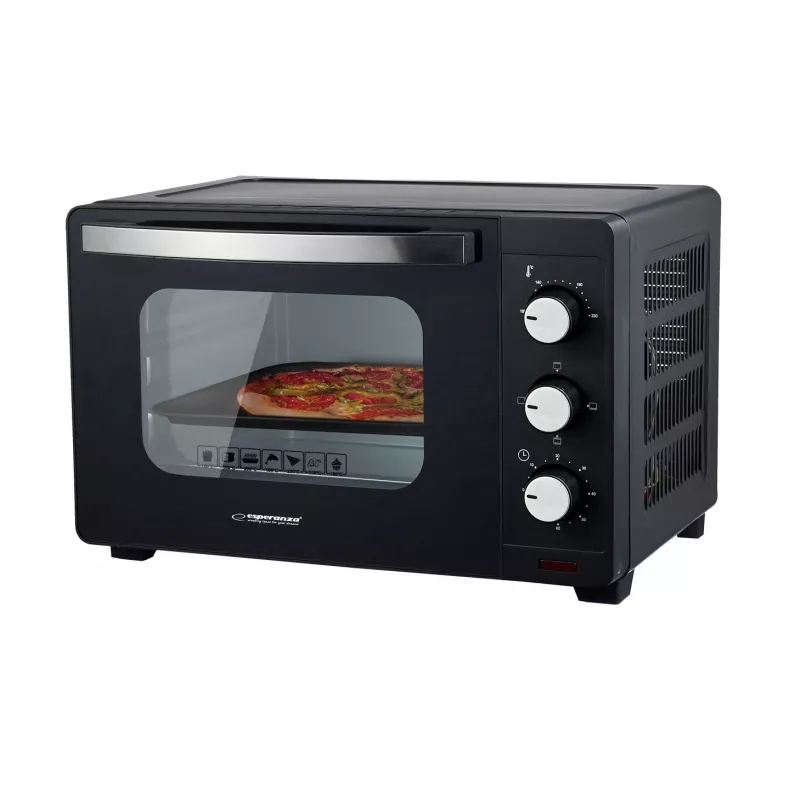 Mini-Backofen ESPERANZA EKO008N – 20 L, 1280–1300 W, bis 230 °C, 60-Minuten-Timer, Drehregler, Glastür, freistehend