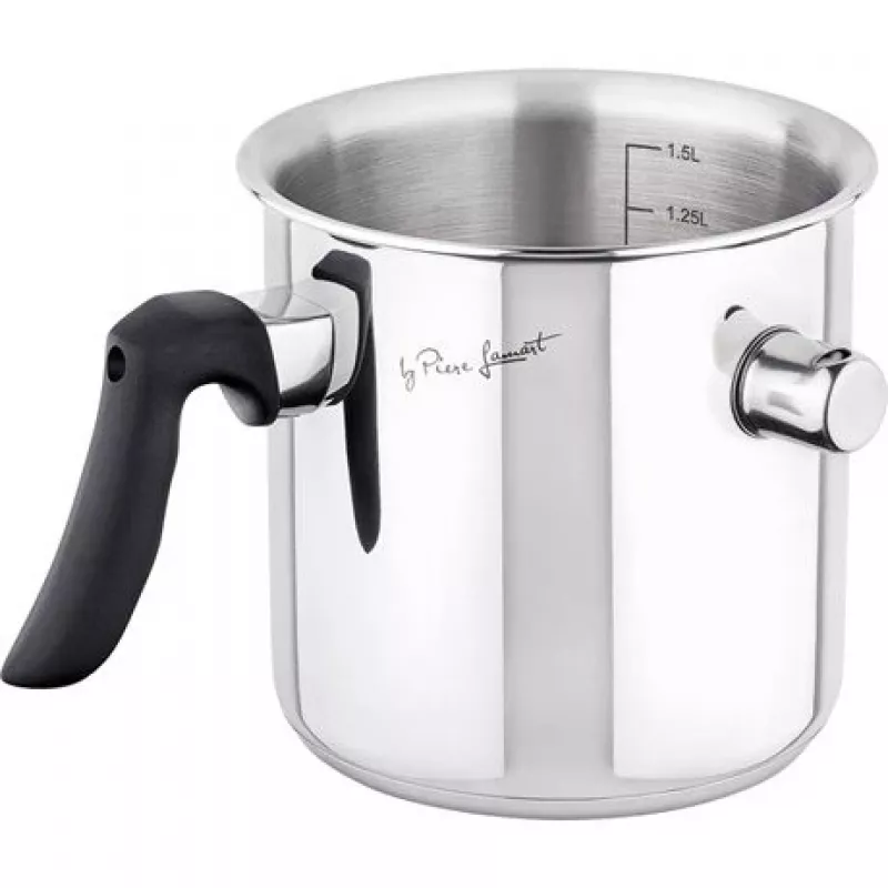 Milchkännchen LAMART LT1068, doppelwandiger Edelstahl, Sandwichboden, 1,5 L, Pfeifton, Volumenskala