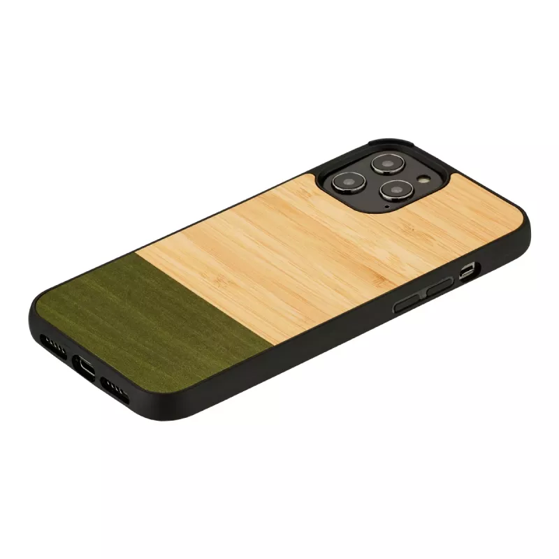 Schutzhülle Man and Wood für iPhone 12 / 12 Pro — Bambuswald Schwarz