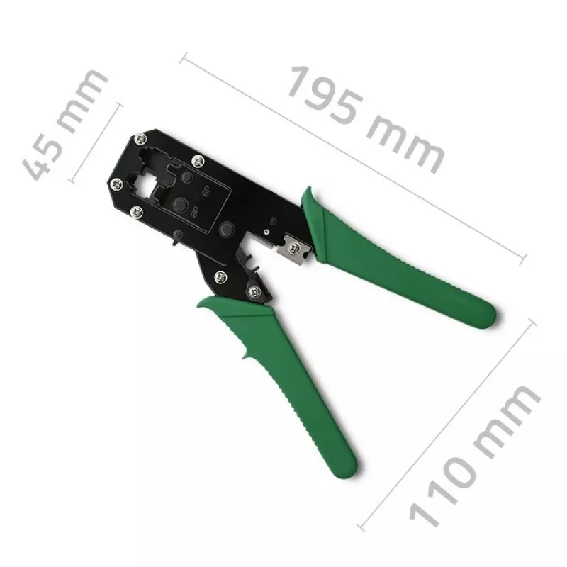 Crimp- und Schneidwerkzeug QOLTEC 54381 — Crimpzange für modulare Netzwerkstecker und Kabelschneider