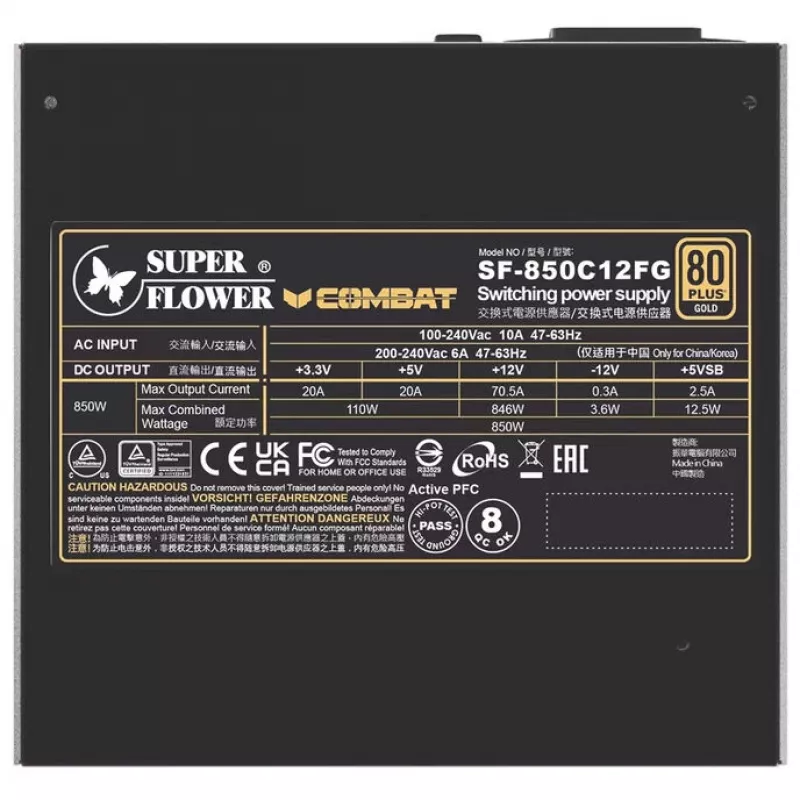 Netzteil Super Flower Combat FG 850 Watt, ATX 3.1, modular