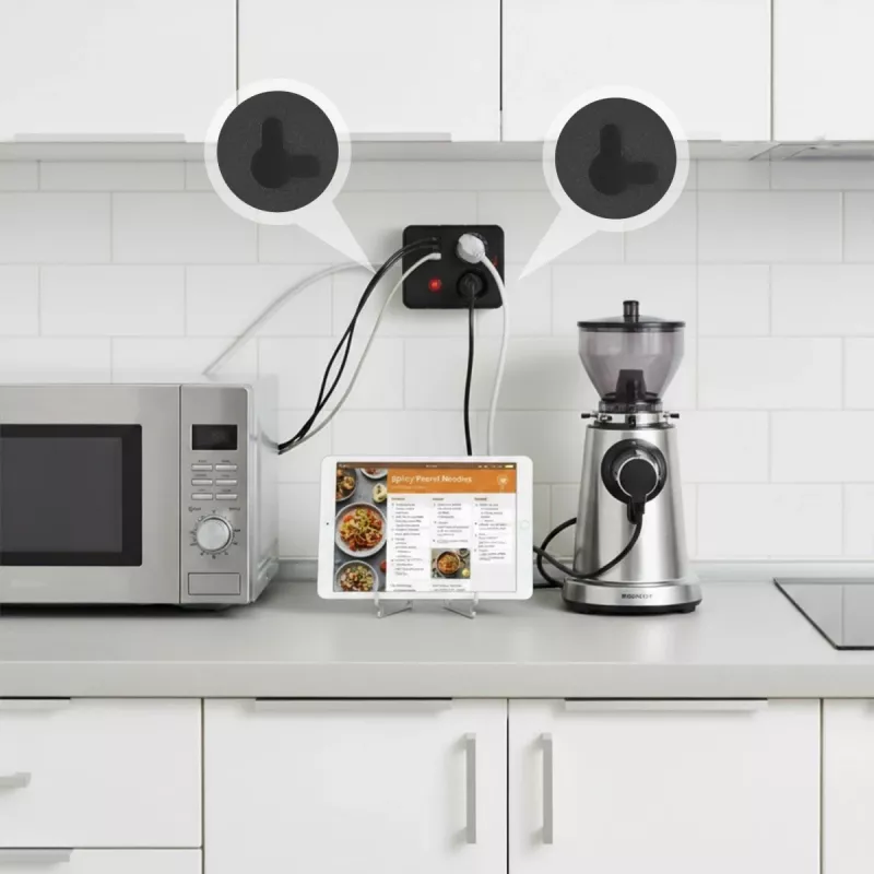 Steckdosenleiste MACLEAN MCE388 B — 2 AC-Steckdosen, 3×USB A, 110–120 V 50/60 Hz, 2500 W, 3 m Kabel, schwarz