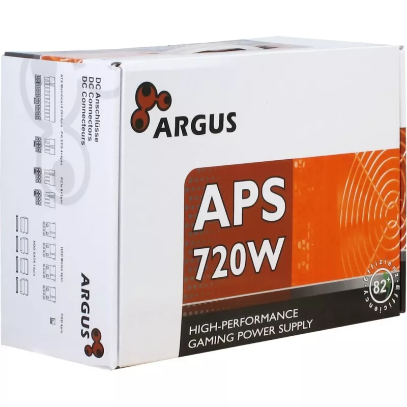 INTER TECH Argus APS-720W - Netzteil (115-230 V, 20+4 Pin ATX, 47-63 Hz, 12V1,+12V2,+3.3V,+5V,+5Vsb,12V, Aktiv, ATX, Schwarz)