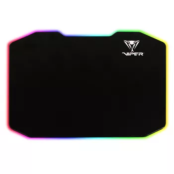 Mauspad PATRIOT Viper Gaming Schwarz — Polymer/Gummi, LED-Hintergrundbeleuchtung, USB-betrieben, rutschfest, 353,5×242,7 mm, 5,5 mm Dicke