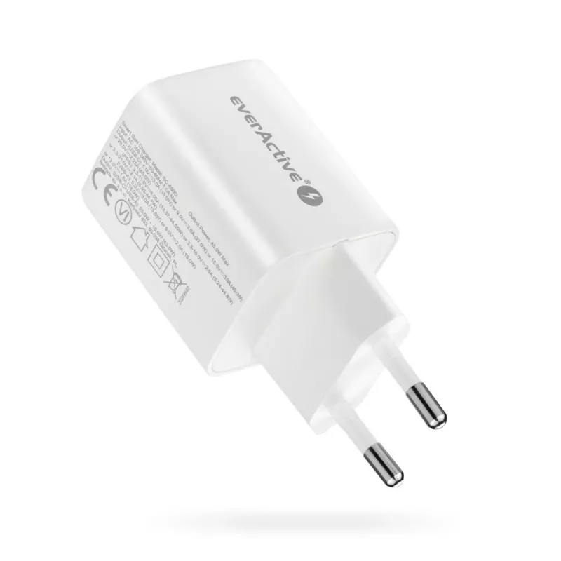 Wandladegerät everActive SC-450Q 45W 1×USB-C 1×USB-A Weiß