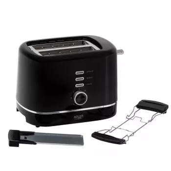 Adler AD 3224b Toaster mit Brötchenaufsatz 7 Bräunungsstufen schwarz