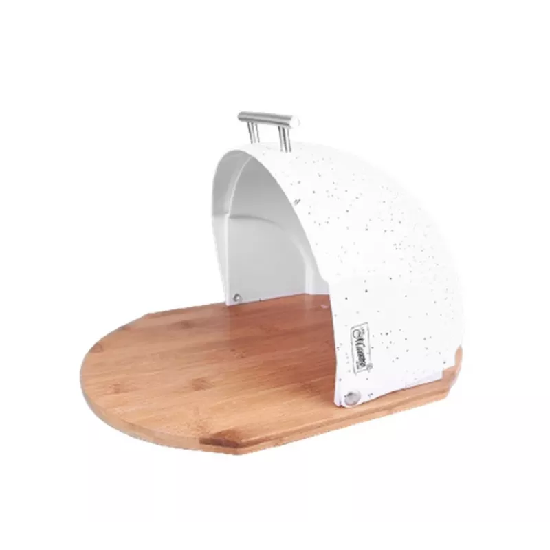 Brotkasten Maestro MR-1678G oval, Kunststoff und Bambus, 350×200×250 mm, verschiebbarer weißer Deckel