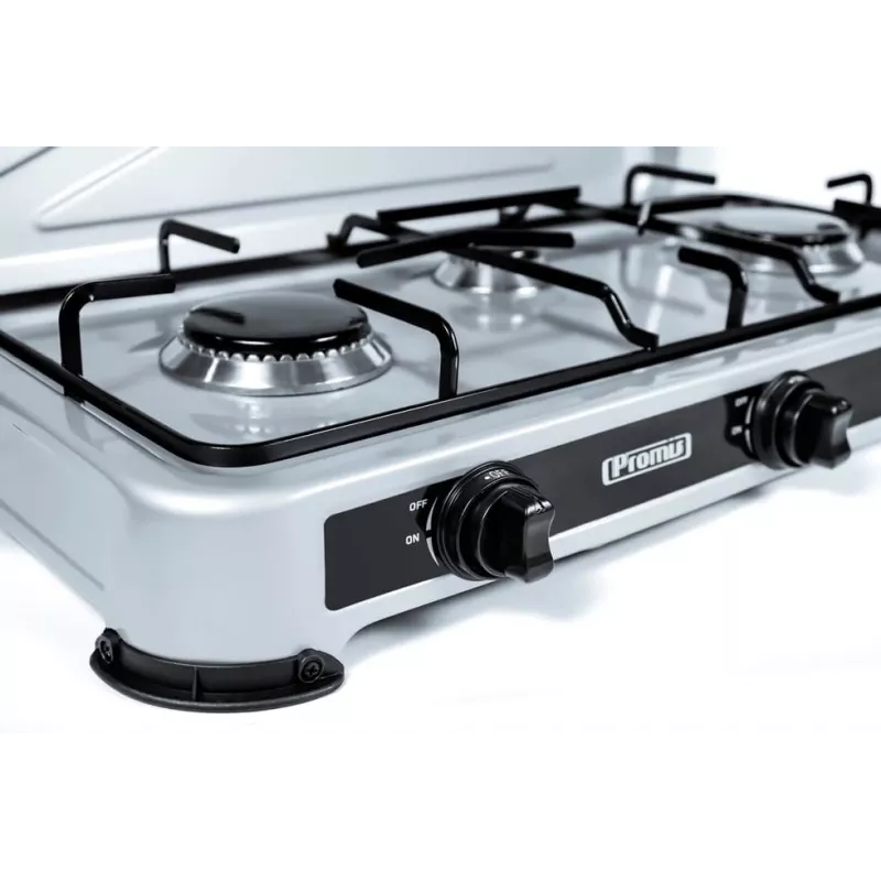 PROMIS KG400 Vierflammen-Gasherd, Silber-Finish