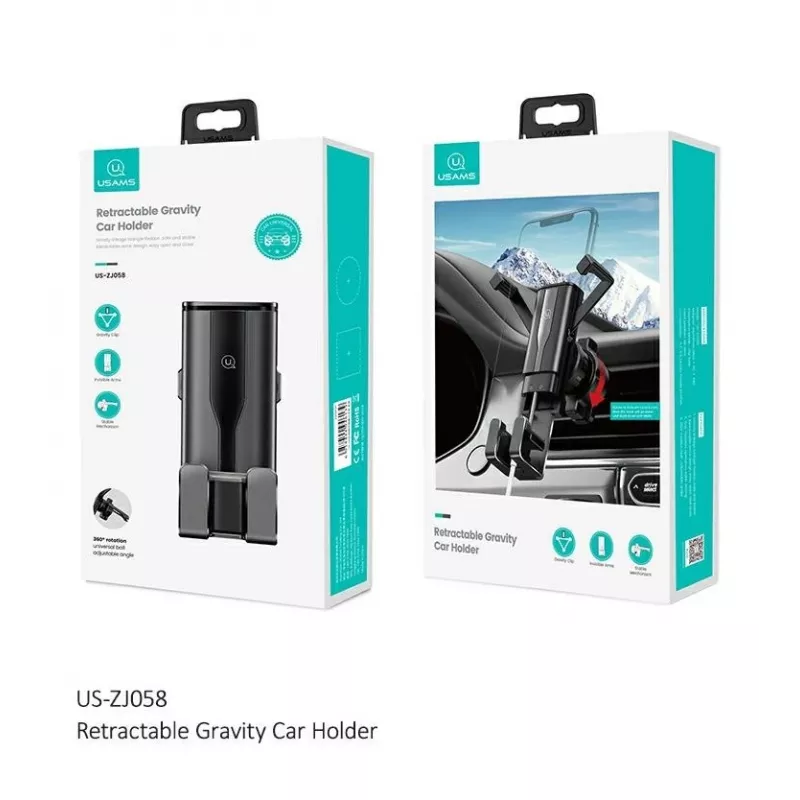 USAMS Auto Handyhalterung 4,7-7 Zoll Universal Handyständer im Auto Schwerkraft Smartphone Halter Lüftungsklammer Halterung GPS Unterstützung für iPhone Xiaomi Samsung