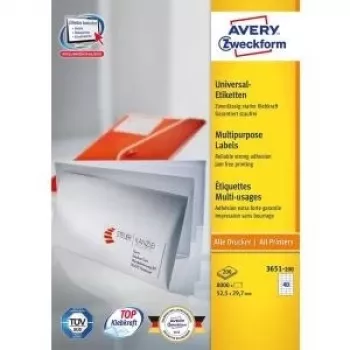 Selbstklebende Etiketten Avery Universal 52,5x29,7mm 8000 Stück