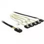 Internes Mini-SAS-zu-4×SATA-Kabel DELOCK 0,5 m — Mini SAS SFF-8087 zu 4×SATA 7p, Schwarz/Silber/Gelb