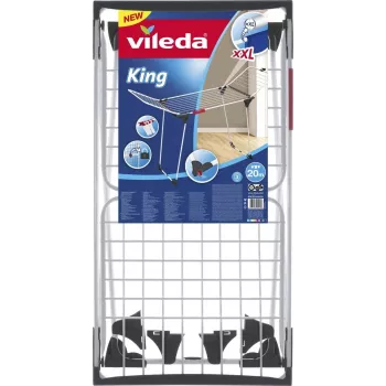 Wäscheständer VILEDA King White 157247 — Stahl, 20 m Trockenfläche, klappbar mit Rollen