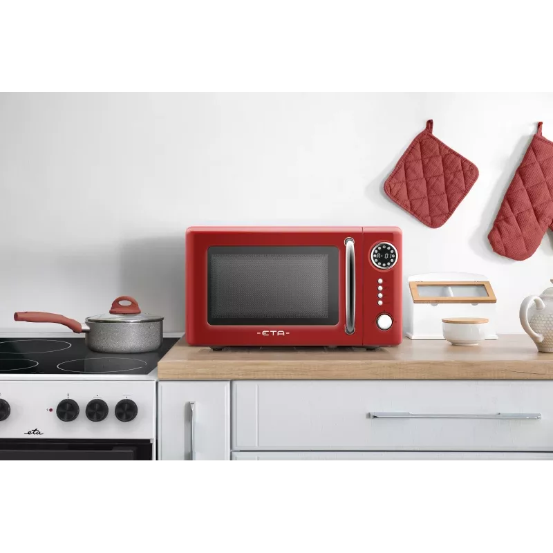 Solo-Mikrowelle für die Arbeitsplatte ETA Storio Rot Solo – 20 L, 700 W, 5 Leistungsstufen, 245 mm Drehteller