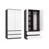 Kleiderschrank top e shop MALWA SS-90, 90×180×50 cm, anthrazitfarbener Rahmen, weiße Drehtüren, 2 Schubladen, Laminat 16 mm